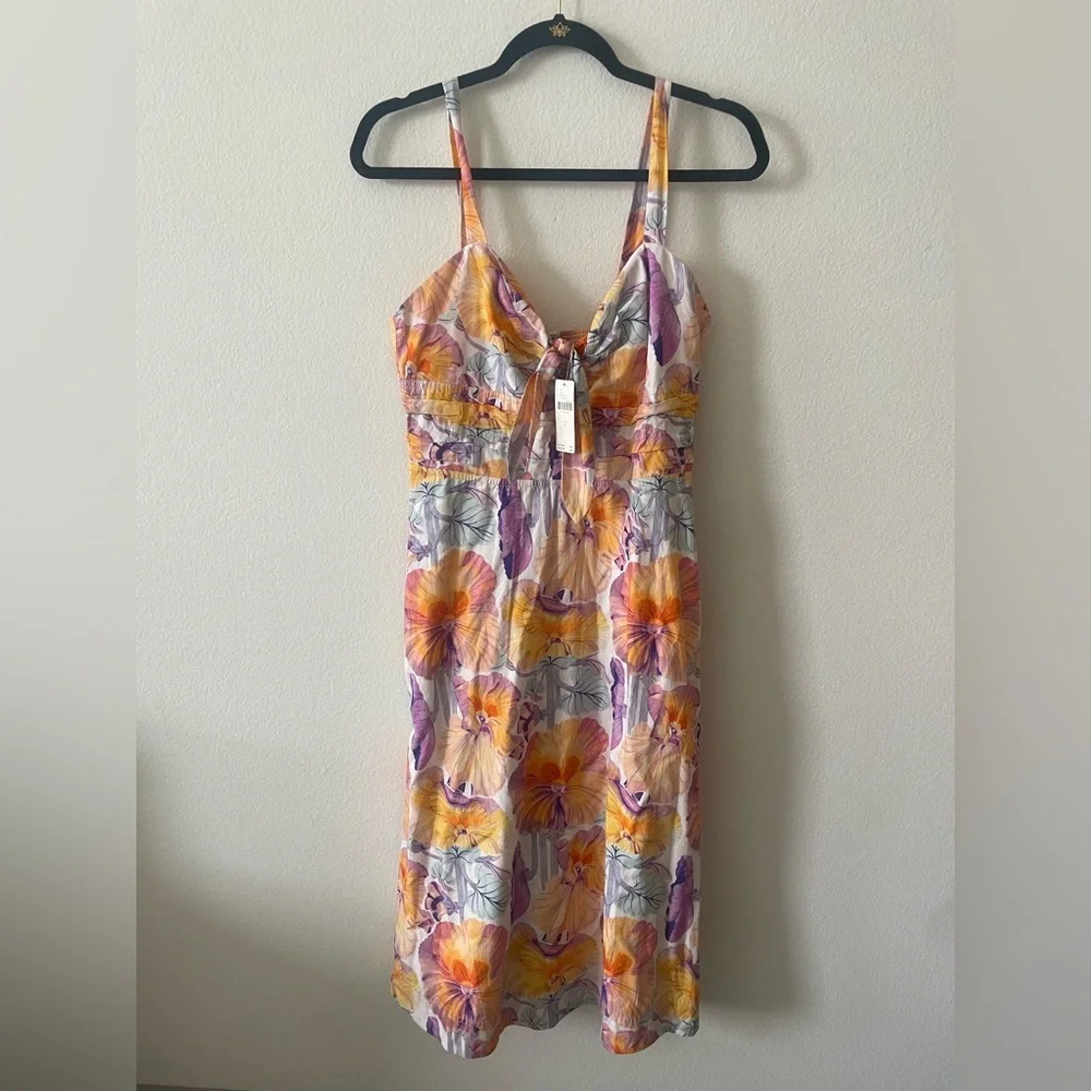 Cecilia Pettersson for Anthropologie Floral Print bow cinched waist midi Dress - Picture 7 of 10